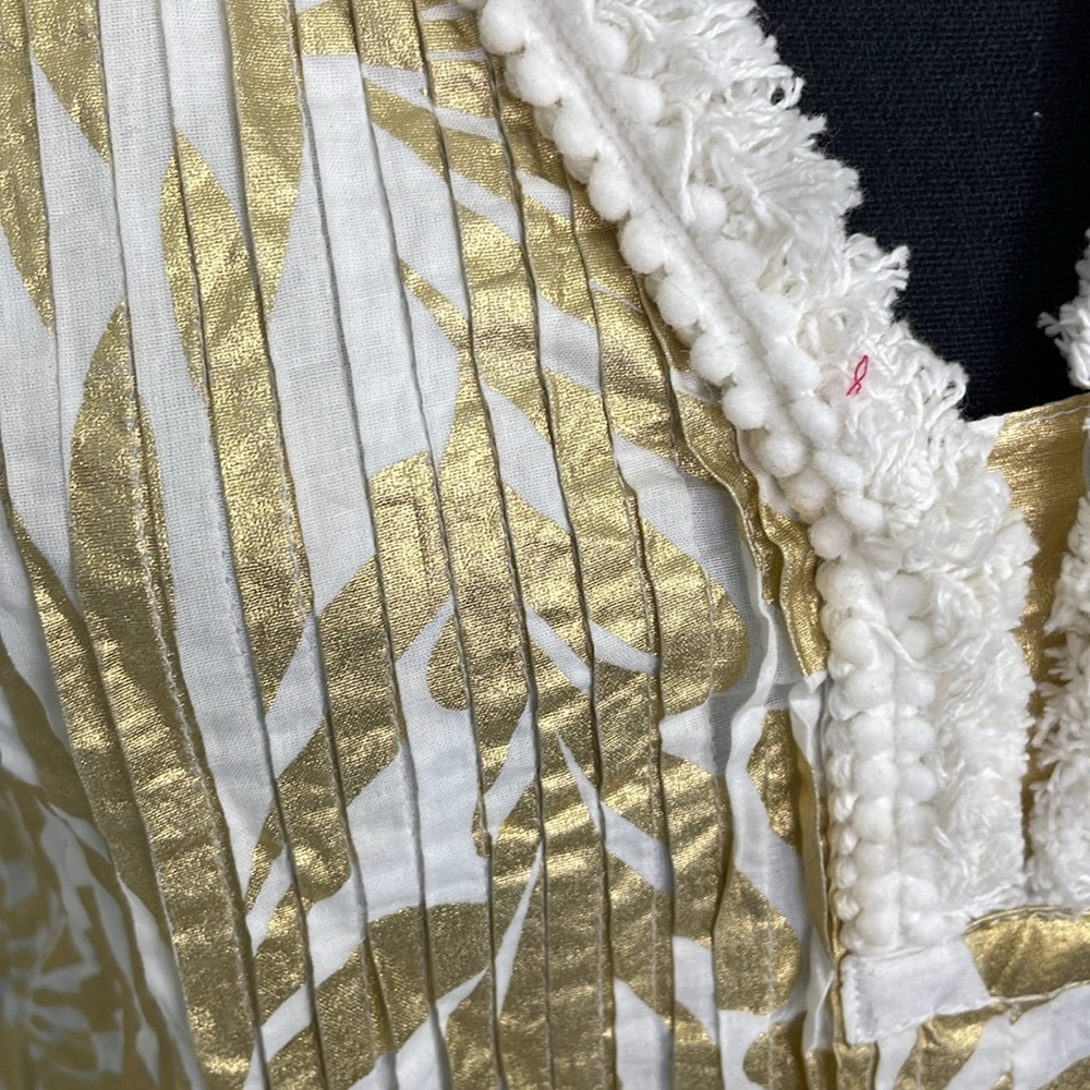 Jude Connally smock Larissa dress gold white size L palm beach cruise party - Picture 7 of 15